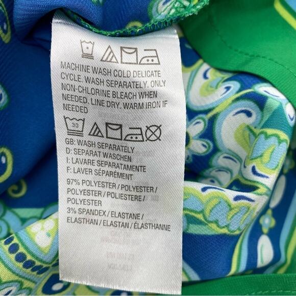 Bob Mackie Blouse Woman's Small Blue & Green Wearable Art Artsy Printed Bohemian - Picture 7 of 8